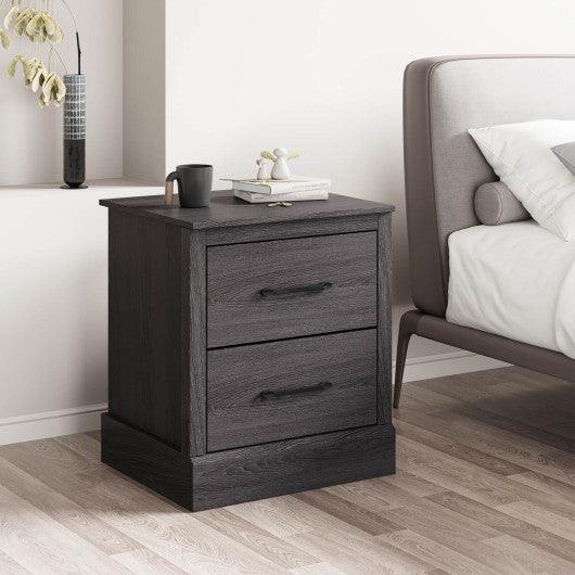 Wood Compact Floor Nightstand with Storage Drawers-Dark Gray at Set Shop and Smile