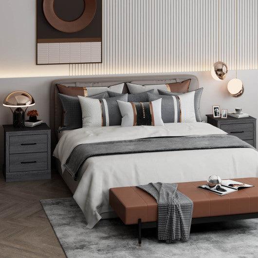 Wood Compact Floor Nightstand with Storage Drawers-Dark Gray at Set Shop and Smile