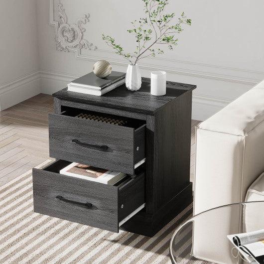 Wood Compact Floor Nightstand with Storage Drawers-Dark Gray at Set Shop and Smile
