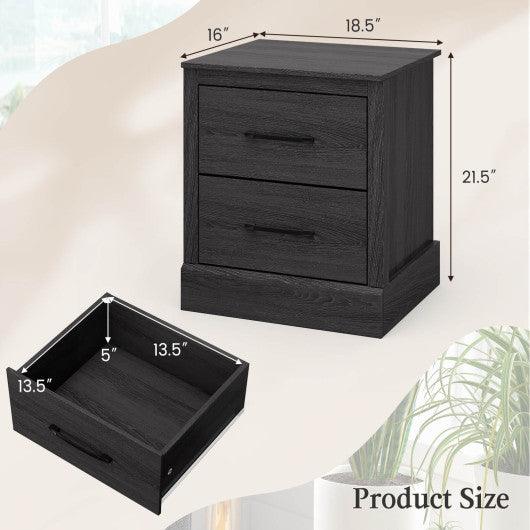 Wood Compact Floor Nightstand with Storage Drawers-Dark Gray at Set Shop and Smile