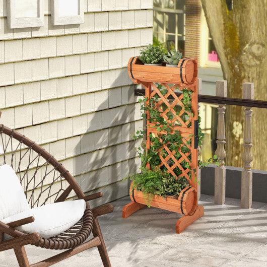 2-Tier Wooden Raised Garden Bed with Trellis-Orange at Set Shop and Smile