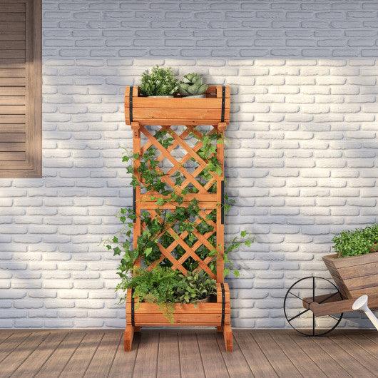 2-Tier Wooden Raised Garden Bed with Trellis-Orange at Set Shop and Smile