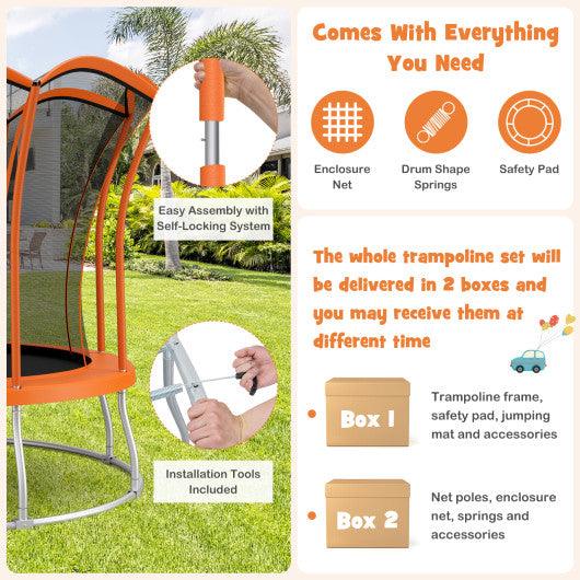 10 Feet Unique Flower Shape Trampoline with Galvanized Steel Frame-Orange at Set Shop and Smile