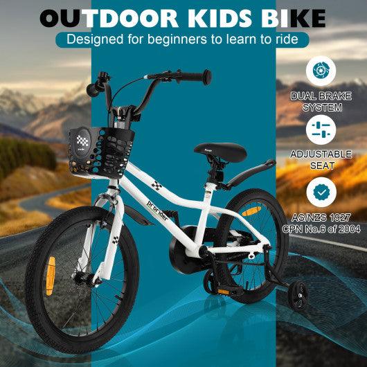 18 Feet Kid's Bike with Removable Training Wheels-Black & White at Set Shop and Smile