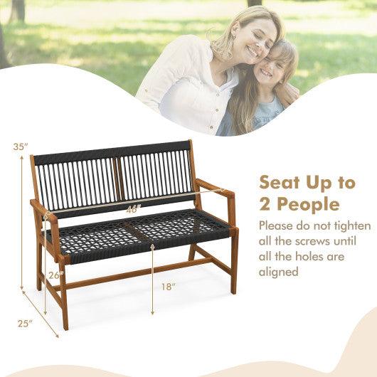 Outdoor Acacia Wood Bench with Backrest and Armrests at Set Shop and Smile