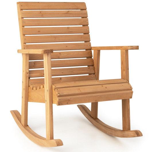 Outdoor Fir Wood Rocking Chair with High Backrest at Set Shop and Smile