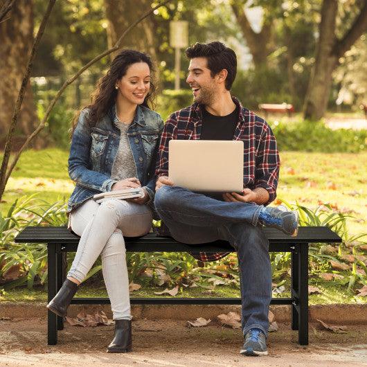 47" Outdoor Chair with Slatted Seat Plastic Coated Iron Frame-Black at Set Shop and Smile