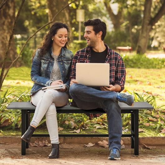 47" Outdoor Chair with Slatted Seat Plastic Coated Iron Frame-Gray at Set Shop and Smile