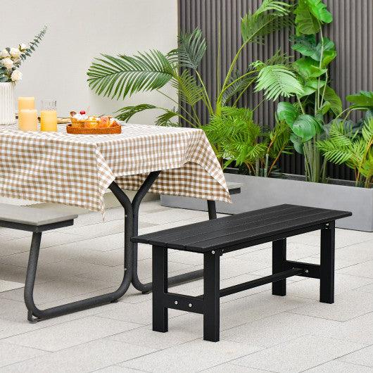 47" Outdoor Chair with Slatted Seat Plastic Coated Iron Frame-Black at Set Shop and Smile