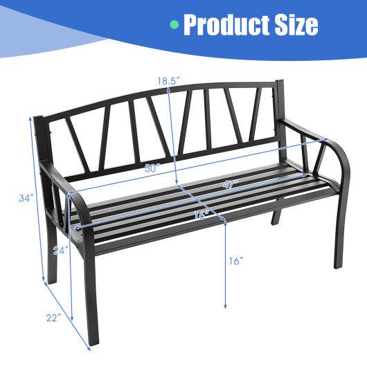 Patio Garden Bench with Rustproof Metal Frame and Slatted Seat-Black at Set Shop and Smile