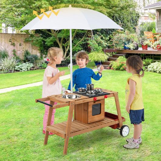 Wooden Play Cart with Sun Proof Umbrella for Toddlers Over 3 Years Old at Set Shop and Smile