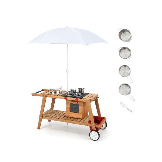 Wooden Play Cart with Sun Proof Umbrella for Toddlers Over 3 Years Old at Set Shop and Smile