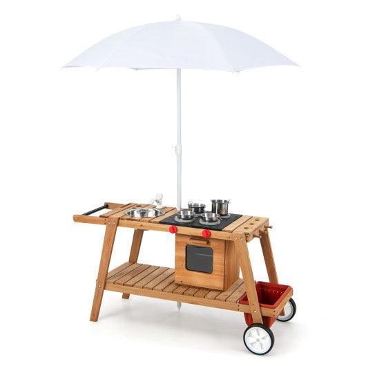 Wooden Play Cart with Sun Proof Umbrella for Toddlers Over 3 Years Old at Set Shop and Smile