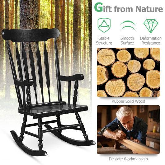 Outdoor Rocking Chair with Slatted Backrest-Black at Set Shop and Smile