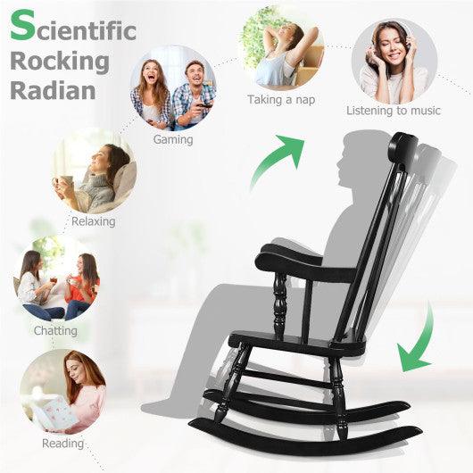 Outdoor Rocking Chair with Slatted Backrest-Black at Set Shop and Smile