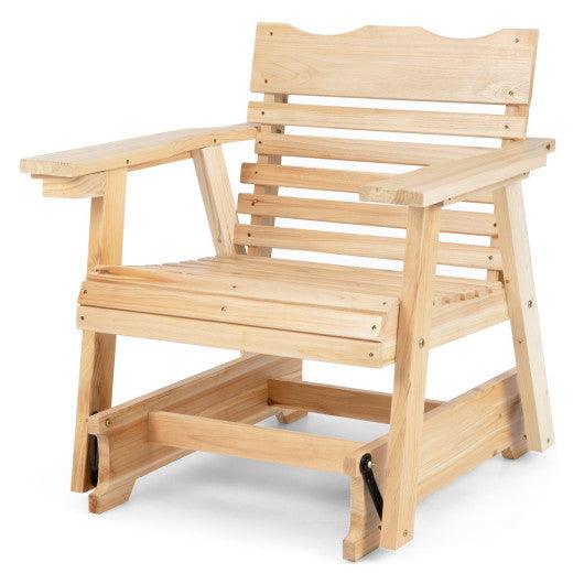 Outdoor Wood Rocking Chair with High Back and Widened Armrests at Set Shop and Smile