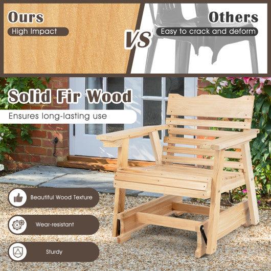 Outdoor Wood Rocking Chair with High Back and Widened Armrests at Set Shop and Smile