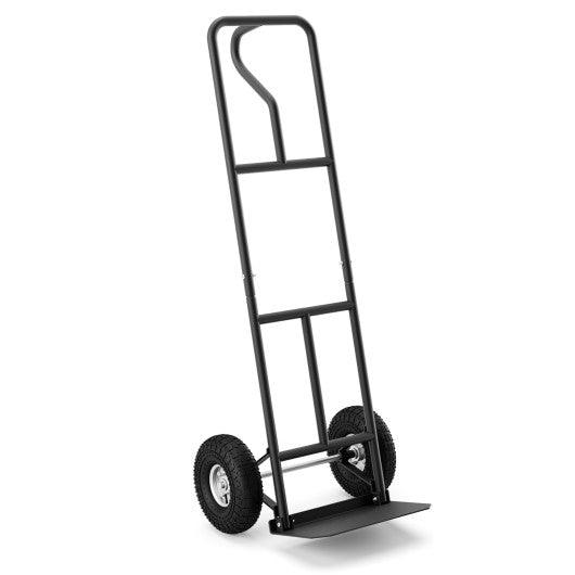 P-Handle Hand Truck with Foldable Load Plate for Warehouse Garage-Black at Set Shop and Smile