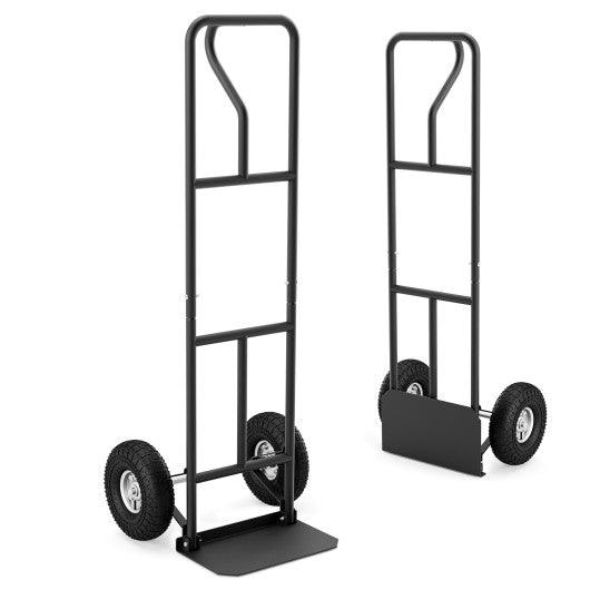 P-Handle Hand Truck with Foldable Load Plate for Warehouse Garage-Black at Set Shop and Smile