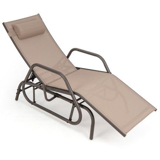 Outdoor Chaise Lounge Glider Chair with Armrests and Pillow-Rustic Brown at Set Shop and Smile