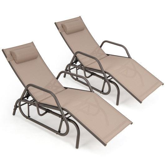 Outdoor Chaise Lounge Glider Chair with Armrests and Pillow-Rustic Brown at Set Shop and Smile