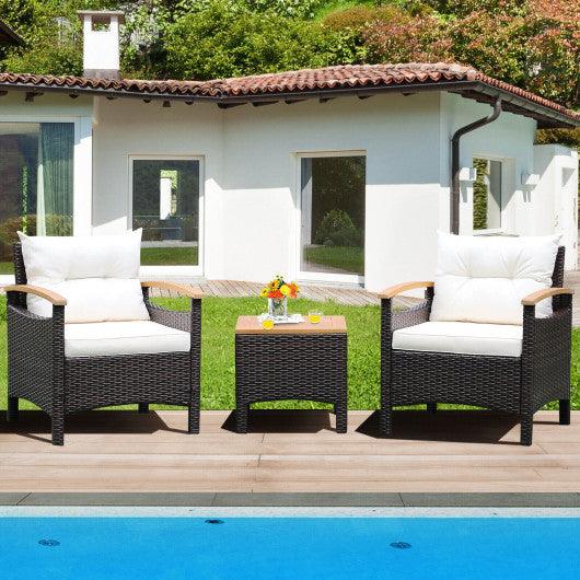 3 Pieces Patio Rattan Furniture Set with Removable Cushion at Set Shop and Smile