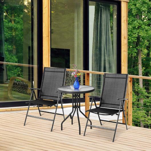 Set of 2 Adjustable Portable Patio Folding Dining Chair Recliners-Black at Set Shop and Smile