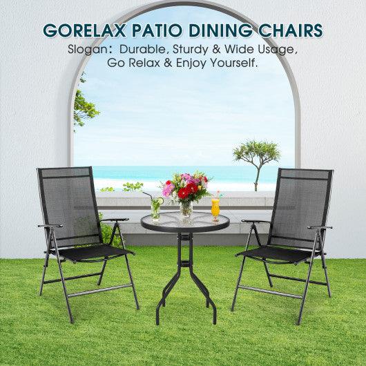 Set of 2 Adjustable Portable Patio Folding Dining Chair Recliners-Black at Set Shop and Smile