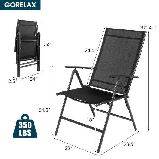 Set of 2 Adjustable Portable Patio Folding Dining Chair Recliners-Black at Set Shop and Smile