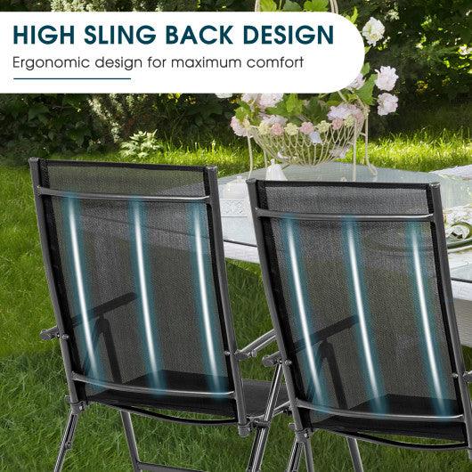 Set of 2 Adjustable Portable Patio Folding Dining Chair Recliners-Black at Set Shop and Smile