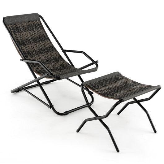 Patio PE Wicker Rocking Chair with Armrests and Metal Frame-Gray at Set Shop and Smile