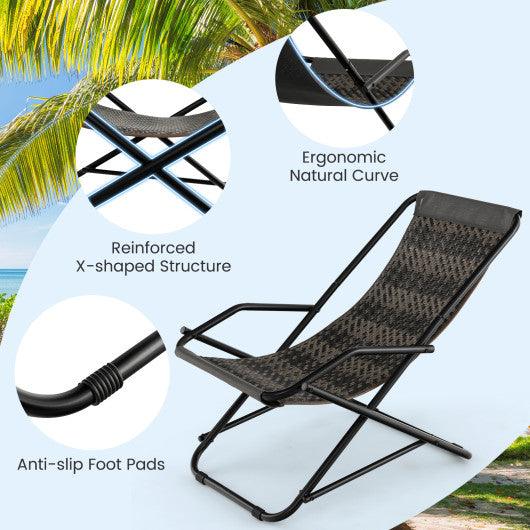 Patio PE Wicker Rocking Chair with Armrests and Metal Frame-Gray at Set Shop and Smile