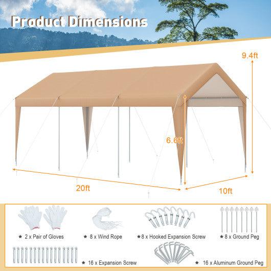 10 x 20 Feet Patio Heavy Duty All-Weather Carport-without Sidewall at Set Shop and Smile