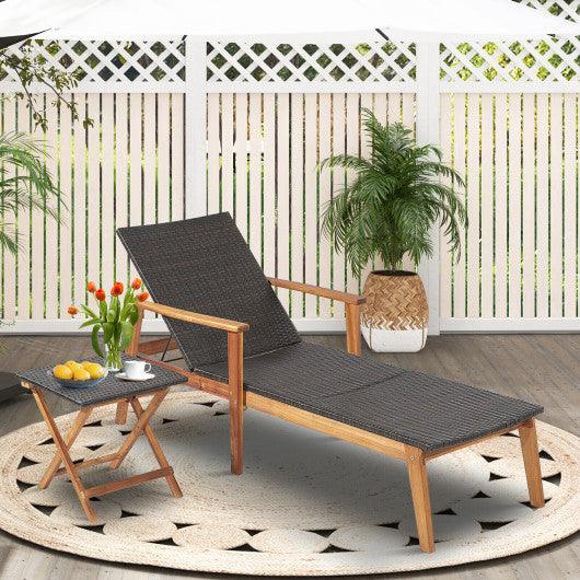 Patio Rattan Lounge Chair with 4-Position Adjustable Backrest at Set Shop and Smile