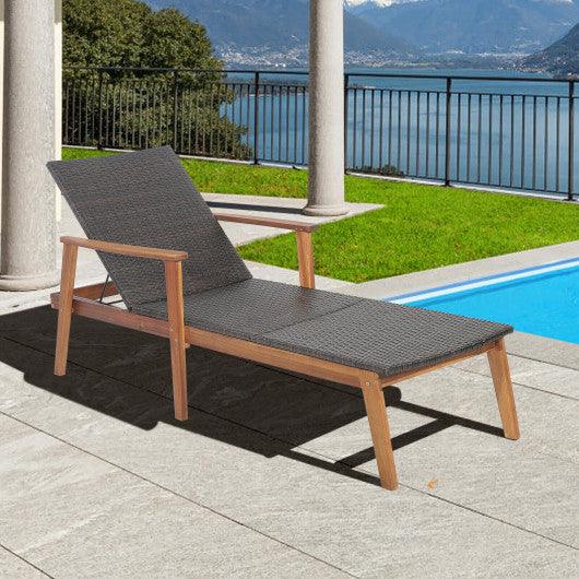 Patio Rattan Lounge Chair with 4-Position Adjustable Backrest at Set Shop and Smile