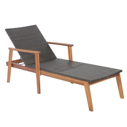 Patio Rattan Lounge Chair with 4-Position Adjustable Backrest at Set Shop and Smile