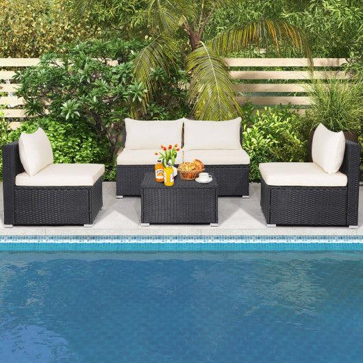 5 Pieces Outdoor Patio Furniture Set with Cushions and Coffee Table at Set Shop and Smile