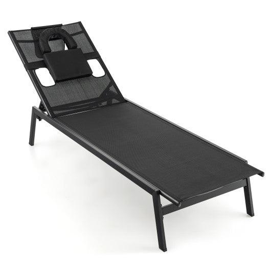 Patio Sunbathing Lounge Chair 5-Position Adjustable Tanning Chair-Black at Set Shop and Smile