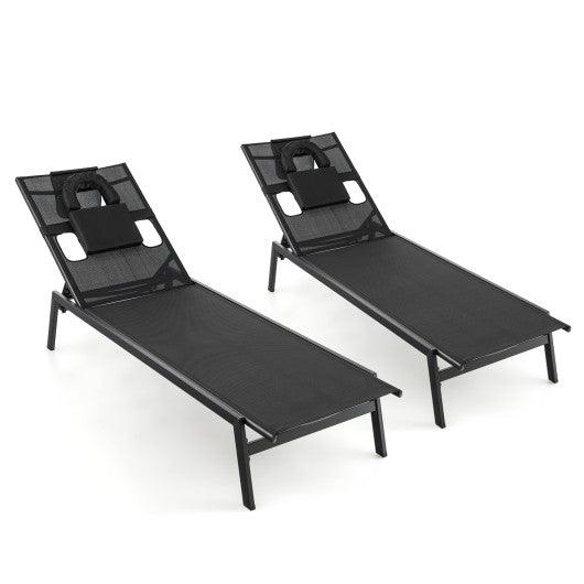 Patio Sunbathing Lounge Chair 5-Position Adjustable Tanning Chair-Black at Set Shop and Smile