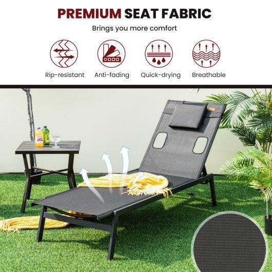 Patio Sunbathing Lounge Chair 5-Position Adjustable Tanning Chair-Black at Set Shop and Smile