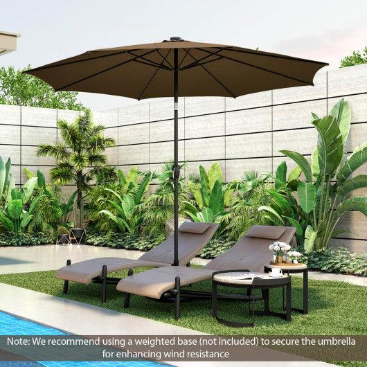 10 Feet Patio Umbrella with 112 Solar Lights and Crank Handle-Coffee at Set Shop and Smile