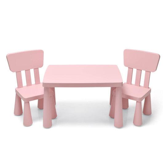 3 Pieces Toddler Multi Activity Play Dining Study Kids Table and Chair Set-Pink at Set Shop and Smile