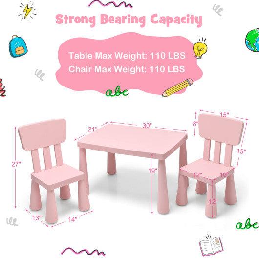 3 Pieces Toddler Multi Activity Play Dining Study Kids Table and Chair Set-Pink at Set Shop and Smile
