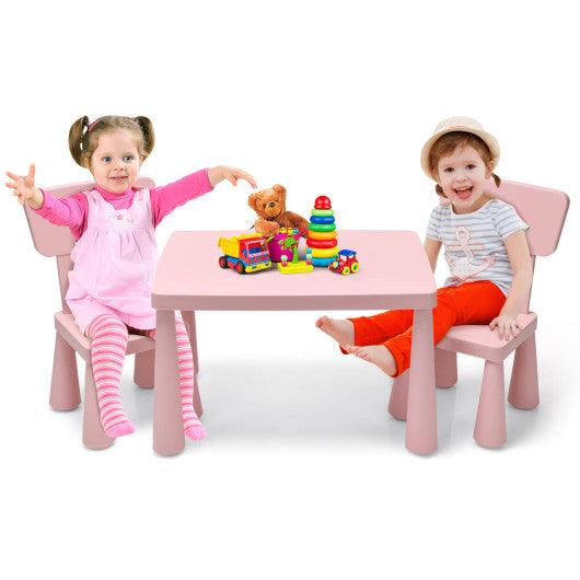 3 Pieces Toddler Multi Activity Play Dining Study Kids Table and Chair Set-Pink at Set Shop and Smile