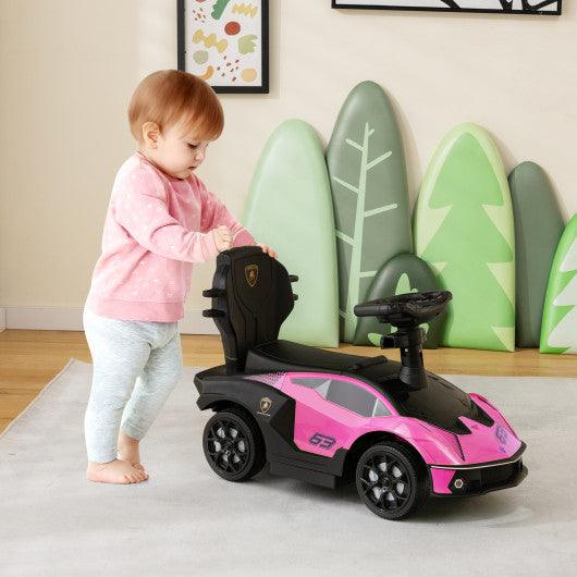 3-in-1 Licensed Lamborghini Ride on Push Car with Handle Guardrail-Pink at Set Shop and Smile
