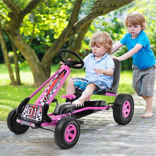 4 Wheels Kids Ride On Pedal Powered Bike Go Kart Racer Car Outdoor Play Toy-Pink at Set Shop and Smile