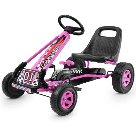 4 Wheels Kids Ride On Pedal Powered Bike Go Kart Racer Car Outdoor Play Toy-Pink at Set Shop and Smile
