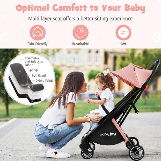 One-Hand Folding Portable Lightweight Baby Stroller with Aluminum Frame-Pink at Set Shop and Smile