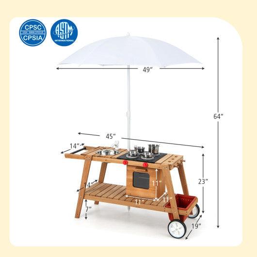 Wooden Play Cart with Sun Proof Umbrella for Toddlers Over 3 Years Old at Set Shop and Smile