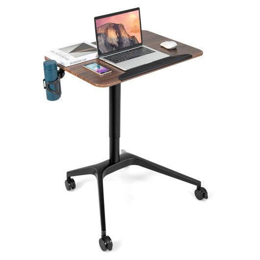 Pneumatic Standing Desk with Anti-fall Baffle and Cup Holder at Set Shop and Smile